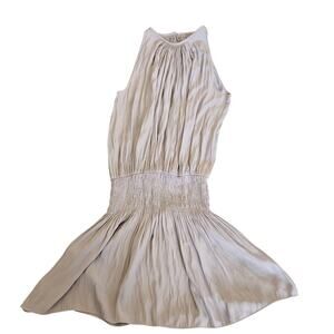 Small (Estimated) Gray Sleeveless Smocked Waist Shirt Flowing Polyester